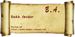 Bekk Andor névjegykártya