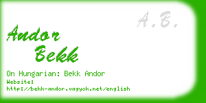 andor bekk business card